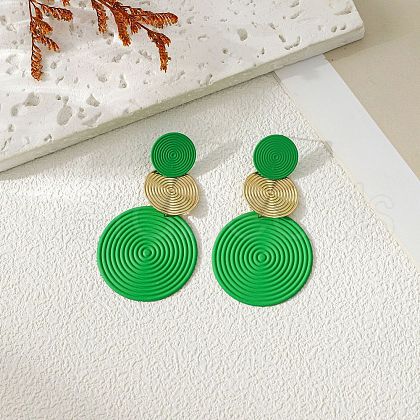3-Round Alloy Dangle Stud Earrings FS-WG460DD-14-1