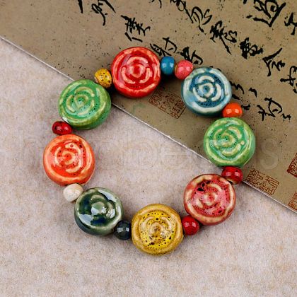Handmade Porcelain Beaded Stretch Bracelets for Women FS-WG726AB-05-1