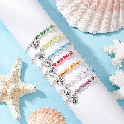 7Pcs Glass Seed Beads Braided Bracelets BJEW-MZ00176-1