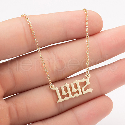1992 Birth Year Number 201 Stainless Steel Pendant Cable Chain Necklaces FS-WGB5F08-12-1