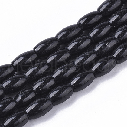 Natural Black Stone Beads Strands G-S364-042-1