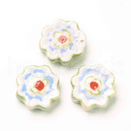 Handmade Porcelain Flower Beads PORC-J008-04C-1