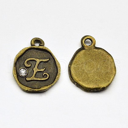 Antique Bronze Plated Alloy Rhinestone Charms ALRI-J152-E-NF-1