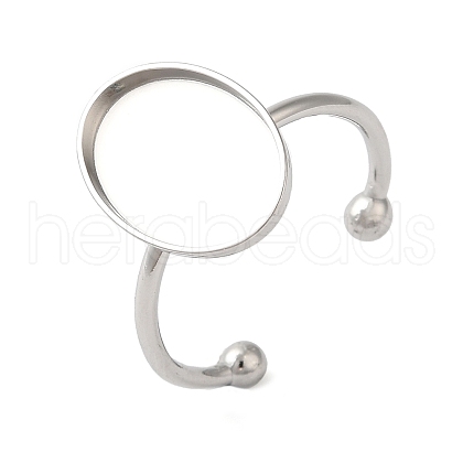 Non-Tarnish 304 Stainless Steel Open Cuff Ring Components STAS-I306-06B-P-1