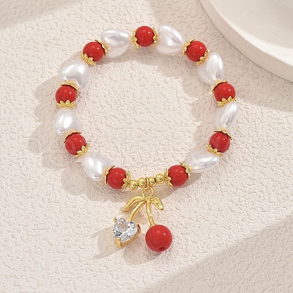 Mother's Day Brass Micro Pave Cubic Zirconia Charm Bracelets LE4038-1-1