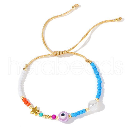 Summer Theme Glass Seed Bead Braided Bracelets EQ7882-1