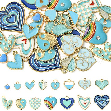 30Pcs 15 Styles Alloy Enamel Pendants ENAM-YW0004-18-1