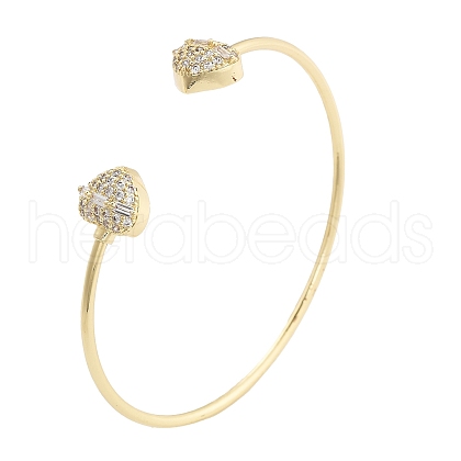 Rack Plating Brass Micro Pave Cubic Zirconia Cuff Bangles BJEW-C073-01G-1