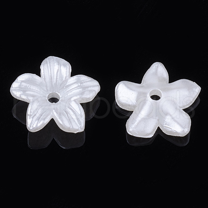 5-Petal ABS Plastic Imitation Pearl Bead Caps OACR-S020-28-1