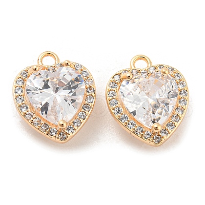 Brass Micro Pave Cubic Zirconia Charm KK-E090-05G-1