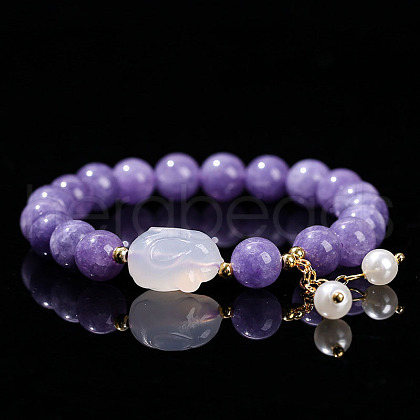 Natural Aquamarine Round Beads Stretch Bracelets WG466DA-03-1