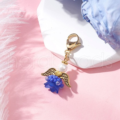 Flower Angel Glass & Acrylic Pendant Decorations HJEW-MZ00242-05-1
