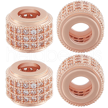 Beebeecraft 5Pcs Brass Micro Pave Cubic Zirconia Beads ZIRC-BBC002-81A-1
