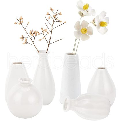  Mother's Day 6Pcs 6 Style Mini Ceramic Floral Vases for Home Decor BOTT-NB0001-05-1