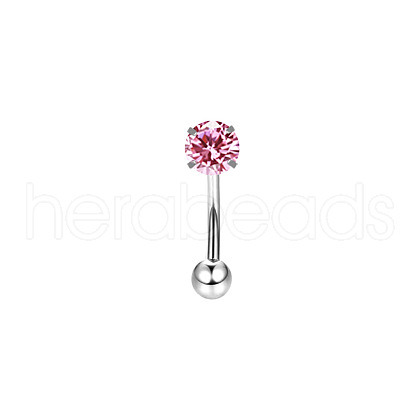 316 Surgical Stainless Steel Flat Round Cubic Zirconia Eyebrow Curved Barbell Rings WG43657-07-1