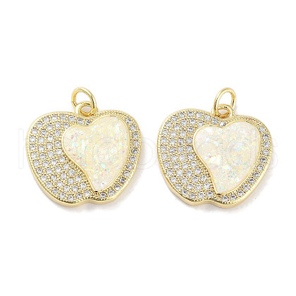 Brass Micro Pave Clear Cubic Zirconia Pendants KK-L213-042G-01-1