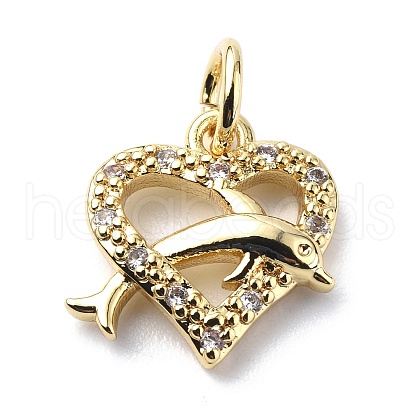 Brass Micro Pave Cubic Zirconia Charms ZIRC-F131-15G-1