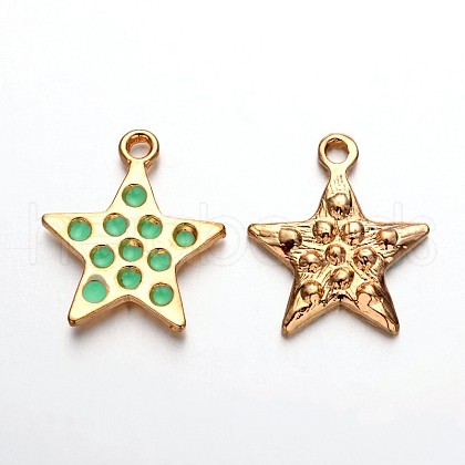 Light Gold Plated Alloy Enamel Star Pendants ENAM-J545-03KCG-1