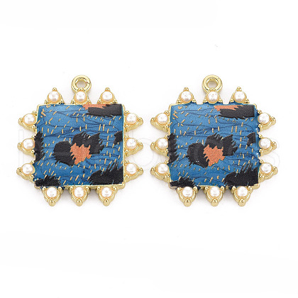 Rack Plating Printed Alloy Pendants ENAM-Q445-006B-NR-1