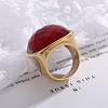 Rectangle 304 Stainless Steel with Glass Finger Rings FS-WG61EEA-07-1