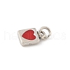 925 Sterling Silver FireBrick Enamel Heart Lock Charms STER-D305-03P-2