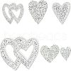 Fingerinspire 6Pcs 6 Style Heart Glitter Hotfix Rhinestone DIY-FG0002-28-1