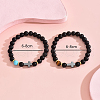 2Pcs Simple Handmade Natural Black Obsidian Round Beads Stretch Bracelets PF0361-4