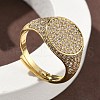 Brass Micro Pave Cubic Zirconia Cuff Rings for Women RJEW-A069-13G-03-1