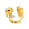 Half Round Natural Pearl & Amazonite Nugget Open Cuff Ring RJEW-F125-01G-3