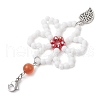 4Pcs 4 Colors Flower Glass & Cat Eye Beaded Pendant Decoration HJEW-TA00296-5