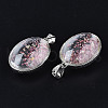 Transparent Glass Oval Pendants GLAA-S199-005-3