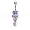 Brass Cubic Zirconia Triple Heart Dangle Belly Rings WG1E1E8-01-2