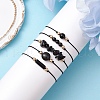 5Pcs 5 Styles Natural Obsidian Braided Bead Bracelets BJEW-JB11681-01-1