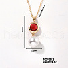 Brass Pave Rhinestone & Imitation Pearl Round Pendnat Shiny Women's Necklaces for Women NM0826-1-1