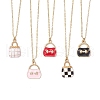 Alloy Enamel Handbag Pendant Brass Cable Chain Necklaces for Women NJEW-JN05273-2