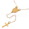 Ion Plating(IP) Crucifix Cross 304 Stainless Steel Rosary Bead Necklaces NJEW-M075-04G-01-2