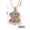 Brass Pave Colorful Cubic Zirconia Letter Pendant Box Chain Necklaces NU0575-26-1