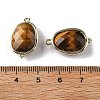 Natural Tiger Eye Faceted Oval Connector Charms G-H323-02G-08-3