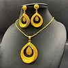 Teardrop Alloy Pendant Necklace & Stud Dangle Earring Sets FS-WGC8386-01-2