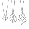 Non-Tarnish 3Pcs 3 Sizes Stainless Steel Macrame Pouch Empty Stone Holder for Necklace Makings NJEW-JN04823-1
