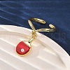 Brass Enamel Open Cuff Rings for Women RJEW-U057-27G-3