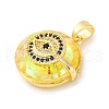 Brass Pendants with Cubic Zirconia and Glass KK-D536-21G-03-2
