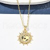 Brass Micro Pave Clear Cubic Zirconia Sun Pendant Necklaces for Women NJEW-S449-05B-G-3