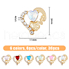 HOBBIESAY 36Pcs 6 Colors Alloy Rhinestone Cabochons MRMJ-HY0001-15-2