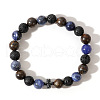 Natural Lava Rock & Lapis Lazuli Round Beads Stretch Bracelets WS9904-2-2
