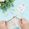 8Pcs 8 Style Flat Round with Flower Wood Charms Locking Stitch Marker HJEW-WH0042-32-3