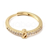 Rack Plating Brass Clear Cubic Zirconia Number 2 Adjustable Rings for Women RJEW-S407-09G-02-2
