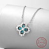 Anti-Tarnish Rhodium Plated Sterling Silver Clover Pendant Necklaces KR5556-1