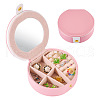Round PU Leather & Plastic Jewelry Set Storage Box CON-TAC0014-06B-2