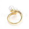 Brass Micro Pave Clear Cubic Zirconia Cuff Rings for Women KK-T074-26G-3